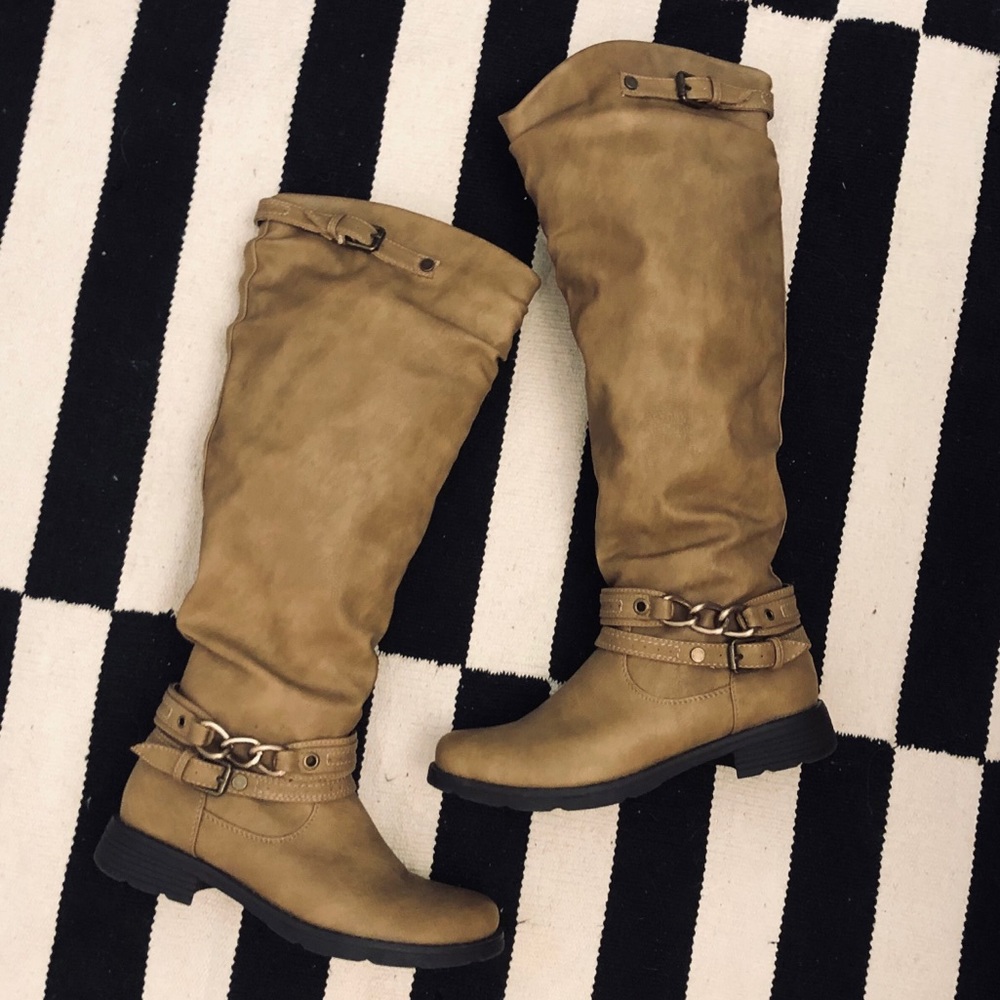 Just Fab Riding Boots in Taupe